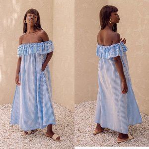 Bird & Kite Pacifica Dress In Minimalist Ocean Stripe M